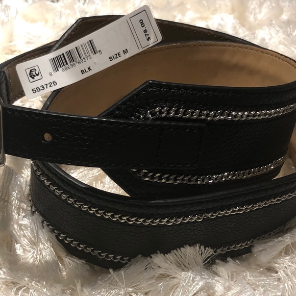 Michael Kors Accessories - Michael Kors Leather/Silver Chain Belt NWT L/XL